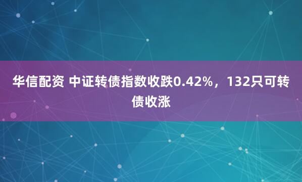 华信配资 中证转债指数收跌0.42%，132只可转债收涨
